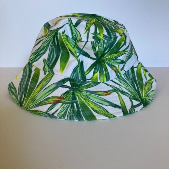 Lulla Collection by Bindya Tropical Palm Leaves Bucket Hat 100% Cotton - Picture 1 of 6